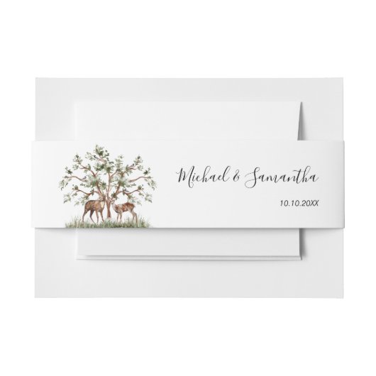 Waterverf Bergbos Rustieke Bruiloft Uitnodigingen Wikkel (Voorkant Voorbeeld)