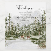 Waterverf Bergbos Rustieke Bruiloft Wijn Etiket (Enkel label)