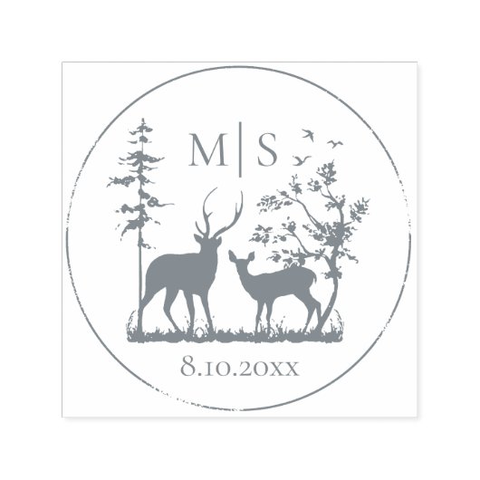 Waterverf Bergbos Rustieke Bruiloft Zelfinktende Stempel (Design)