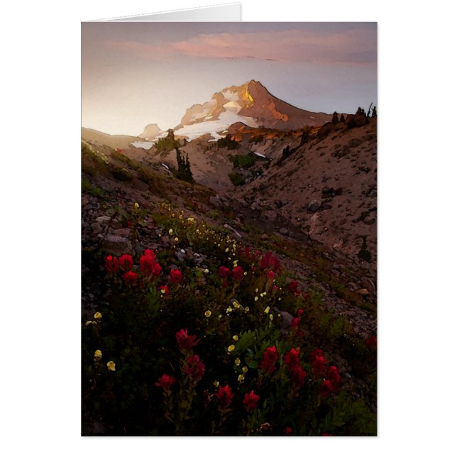 Waterverf Bergdal Sunset (Voorkant)