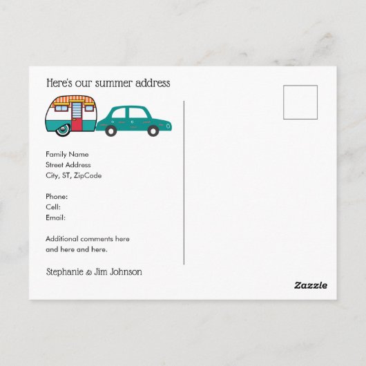 Waterverf Bergen Auto en Camper Adreswijziging Briefkaart (Achterkant)