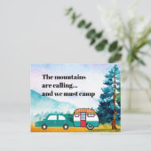 Waterverf Bergen Auto en Camper Nieuw Adres Po Briefkaart (Staand voorkant)