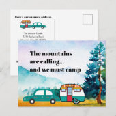 Waterverf Bergen Auto en Camper Nieuw Adres Po Briefkaart (Voorkant / Achterkant)