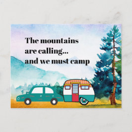 Waterverf Bergen Auto en Camper Nieuw Adres Po Briefkaart