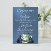 Waterverf Bergen Blauw 2 Save The Date (Staand voorkant)