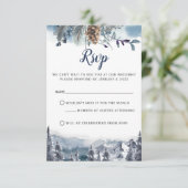 Waterverf Bergen, Blauwe Bloemen RSVP-kaart RSVP Kaartje (Staand voorkant)