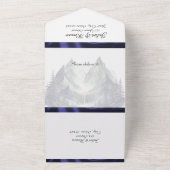 Waterverf Bergen & Blue Ribbon Wedding All In One Uitnodiging (Buitenkant)