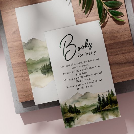 Waterverf Bergen Boeken voor Baby Baby shower Informatiekaartje