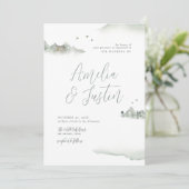 Waterverf bergen buitenweg bestemming bruiloft kaart (Staand voorkant)