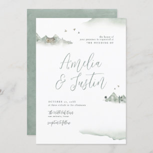 Waterverf bergen buitenweg bestemming bruiloft kaart