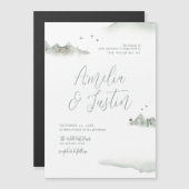 Waterverf bergen buitenweg bestemming bruiloft magnetische uitnodiging (Voorkant / Achterkant)