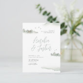 Waterverf bergen buitenweg bestemming bruiloft uitnodiging briefkaart (Staand voorkant)