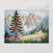 Waterverf Bergen Cabin Wildflowers Landschap Briefkaart (Voorkant)