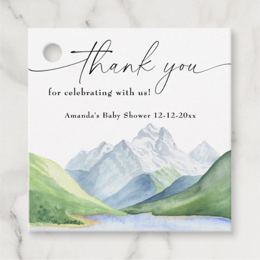 Waterverf bergen Dank u Bedankjes Labels (Voorkant)