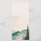 Waterverf bergen dennenbos bruiloft menu (Achterkant)