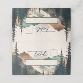Waterverf bergen dennenbos bruiloft plaatskaartje (Buitenkant ongevouwen)