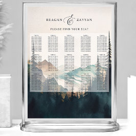 Waterverf Bergen Dennenhuwelijk Zitplaats Grafiek Poster