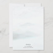 Waterverf bergen Dusty Blue Rustic Wedding Kaart (Achterkant)