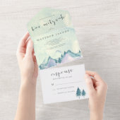 Waterverf Bergen en Bomen Bar Mizvah All In One Uitnodiging (Afscheurbaar)