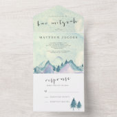 Waterverf Bergen en Bomen Bar Mizvah All In One Uitnodiging (Binnen)