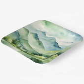 Waterverf Bergen en bomen Papieren Bordje (Gebogen)