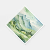 Waterverf Bergen en bomen Servet (Hoek)