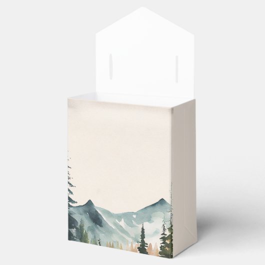 Waterverf bergen en dennen bruiloft bedankdoosjes (Geopend)