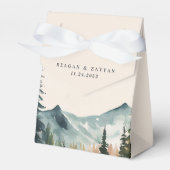 Waterverf bergen en dennen bruiloft bedankdoosjes (Voorkant Zijde)