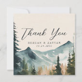 Waterverf bergen en dennen bruiloft bedankkaart (Voorkant)
