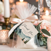 Waterverf bergen en dennen bruiloft dank u bedankjes labels