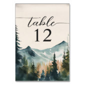 Waterverf bergen en dennen bruiloft kaart (Achterkant)