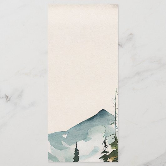 Waterverf bergen en dennen bruiloft menu (Achterkant)