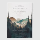 Waterverf bergen en dennenbos vellum uitnodigingen (Voorkant)