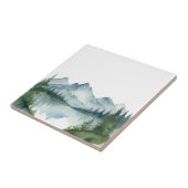 Waterverf Bergen en Groene Pijnbomen Natuur Tegeltje (Zijkant)