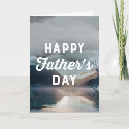 Waterverf bergen en meer van Vaderdag Kaart (Voorkant)