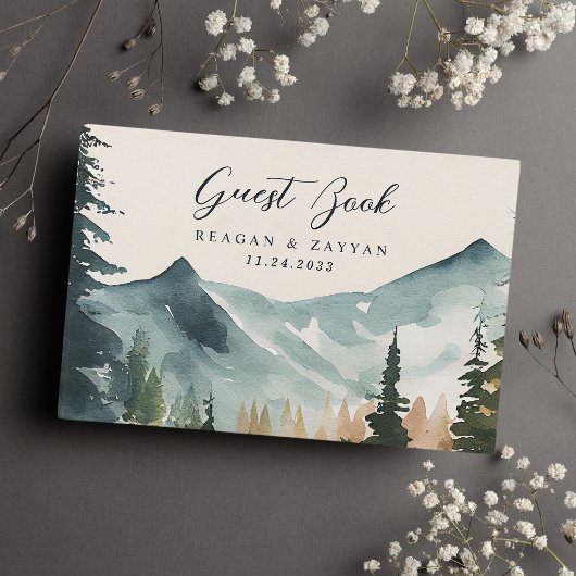 Waterverf bergen en ringzegens gastenboek