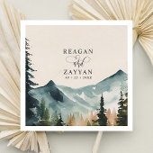 Waterverf bergen en ringzegens servet