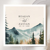 Waterverf bergen en ringzegens servet