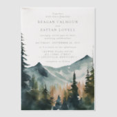 Waterverf bergen en ringzegens vellum uitnodigingen (Voorkant)