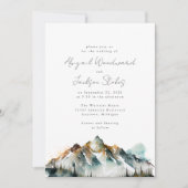 Waterverf Bergen Evergreen Bos Bruiloft Kaart (Voorkant)