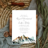 Waterverf Bergen Evergreen Bos Bruiloft Kaart