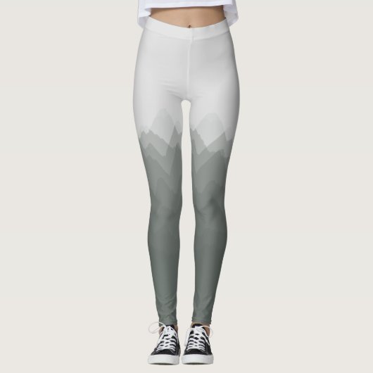 Waterverf bergen Forest Illustration Leggings (Voorkant)