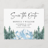 Waterverf bergen Forest Wedding Save the Date Aankondigingskaart (Voorkant)