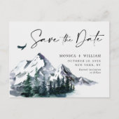 Waterverf bergen Forest Wedding Save the Date Aankondigingskaart (Voorkant)