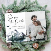 Waterverf bergen Forest Wedding Save the Date Aankondigingskaart