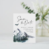Waterverf bergen Forest Wedding Save the Date Aankondigingskaart (Staand voorkant)