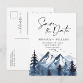 Waterverf bergen Forest Wedding Save the Date Aankondigingskaart (Voorkant / Achterkant)