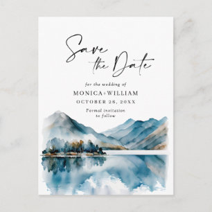 Waterverf bergen Forest Wedding Save the Date Briefkaart