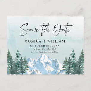 Waterverf bergen Forest Wedding Save the Date Briefkaart