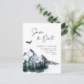 Waterverf bergen Forest Wedding Save the Date Briefkaart (Staand voorkant)